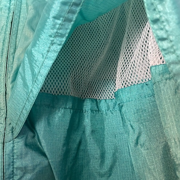 Eddie Bauer Vintage Windbreaker Rain Jacket Hidden Hood Size L Teal Vented - Picture 3 of 8